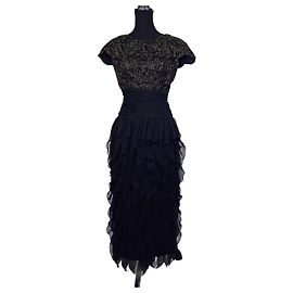 Pronovias schwarzes Abendmaxikleid Schwarz Golden