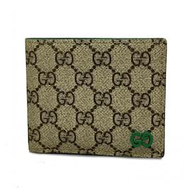 Gucci-Gucci GG Supreme Bi-Fold Wallet-Brown,Green