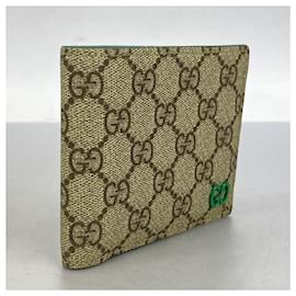 Gucci-Gucci GG Supreme Bi-Fold Wallet-Brown,Green