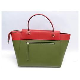 Céline-CELINE BELT MICRO LEATHER CORAL RED SHOULDER BAG PURSE HAND BAG-Red