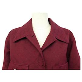 Gucci-NEW GUCCI JACKET 792239 COTTON MONOGRAM GG BORDEAUX SIZE 42 L CANVAS JACKET-Dark red