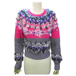Chanel-NEW CHANEL P71555K10324 S 36 FUCHSIA CASHMERE SWEATER-Fuschia
