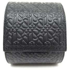Autre Marque-NEW TRAVEL WATCH CASE JACOB AND CO BLACK MONOGRAM LEATHER WATCH HOLDER-Black