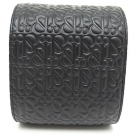 Autre Marque-NEW TRAVEL WATCH CASE JACOB AND CO BLACK MONOGRAM LEATHER WATCH HOLDER-Black