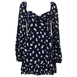 Vestido mini de crepe com bolinhas Cammi da Reformation em viscose azul marinho Azul Azul marinho