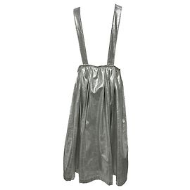 Comme Des Garcons Saia midi com suspensórios em couro sintético prateado metálico Comme Des Garçons Prata Metálico