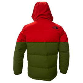 The North Face-The North Face Hooded Down Jacket in Red Polyester-Red