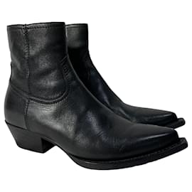 Saint Laurent-Saint Laurent 50mm Lukas Ankle Boots in Black Leather-Black