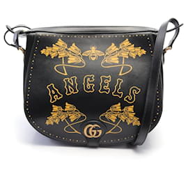 Gucci-Bolsa de Ombro de Couro Gucci MLB LA Angels-Preto