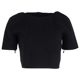 Gekürzter Pullover von Giambattista Valli aus schwarzer Wolle Schwarz