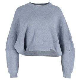Stella Mc Cartney Stella McCartney Rundhals-Pullover mit fallenden Schultern aus blauer Wolle Blau
