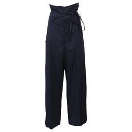 Jacquemus Novio Woven Wide-Leg Pants in Navy Blue Viscose Blue Navy blue