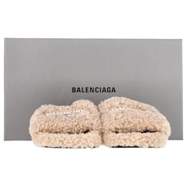Balenciaga-Balenciaga Political Campaign Furry Slides in Beige Polyester-Beige