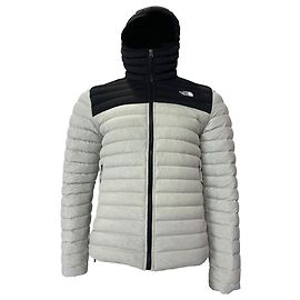 The North Face Packable 700 Fill Power Down Hooded Jacket in Grey and Black Nylon Grey