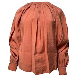Ulla Johnson-Ulla Johnson Puff Sleeve Blouse in Orange Cotton-Orange