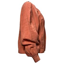 Ulla Johnson-Ulla Johnson Puff Sleeve Blouse in Orange Cotton-Orange