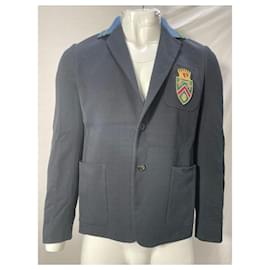 Gucci-Gucci 2017 Crest Blazer in Black Cotton-Black