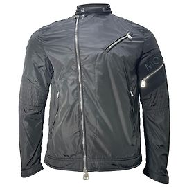 Giacca da motociclista con zip intera Moncler in nylon nero Nero