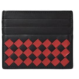 Bottega Veneta-Bottega Veneta Nappa Card Case/Business Card Holder Black/Red-Black