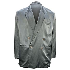 Dries Van Noten Double-Breasted Oversized Blazer in Grey Cupro Grey