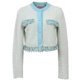 Lanvin-Lanvin Fringed Cardigan in Light Blue Cotton-Blue,Light blue