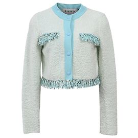 Cardigan à franges Lanvin en coton bleu clair Bleu Bleu clair