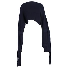 Stella Mc Cartney Stella McCartney kurz geschnittene gerippte Kapuzenpullover aus marineblauer Kaschmirwolle Blau Marineblau