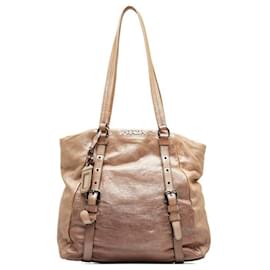 Prada-Prada Leather Gradient Shoulder Tote Bag-Brown,Beige