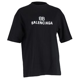 Camiseta Balenciaga BB pixelada de ajuste medio en algodón negro Negro