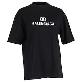 Balenciaga-Camiseta Balenciaga BB pixelada com ajuste médio em algodão preto-Preto