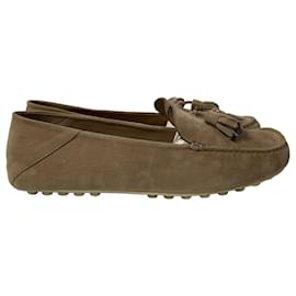 Loro Piana-Loro Piana Dot Sole Walk Mocassin in Brown Suede-Brown,Red