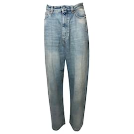 Balenciaga-Balenciaga Faded Straight Jeans in Light Blue Cotton Denim-Blue,Light blue