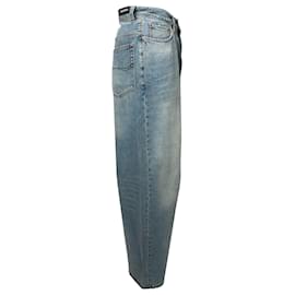 Balenciaga-Balenciaga Faded Straight Jeans in Light Blue Cotton Denim-Blue,Light blue