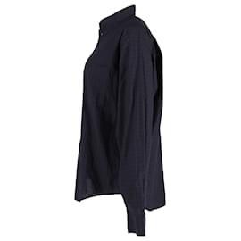 Balenciaga-Balenciaga Checked Flannel Shirt In Navy Blue Cotton-Black