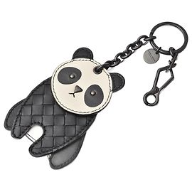 Bottega Veneta Leather Keyring/Keychain Panda Black/White Black