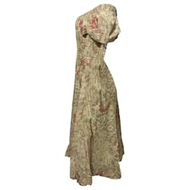 Ulla Johnson-Ulla Johnson Off Shoulder Midi Length Dress in Floral Print Cotton-Other