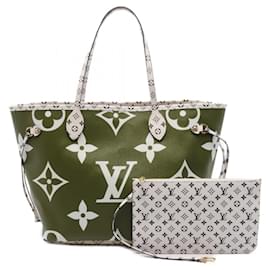 Louis Vuitton-Louis Vuitton Neverfull MM Tote Bag PVC Canvas-Brown,Beige