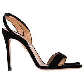 Aquazzura- Aquazzura So Nude Slingback High-Heeled Sandals in Black Suede-Black