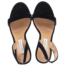 Aquazzura- Aquazzura So Nude Slingback High-Heeled Sandals in Black Suede-Black