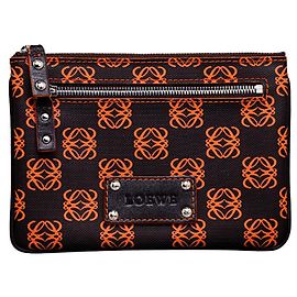 Loewe Anagram Pattern PVC Leather Pouch Black