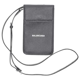 Balenciaga- Balenciaga Cash and Phone Holder Wallet in Black Calfskin Leather-Black