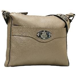 Fendi-Sac à épaule en cuir Selleria de Fendi-Argenté,Métallisé
