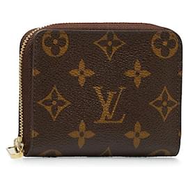 Louis Vuitton-Louis Vuitton Monogram Zippy Coin Purse Brown PVC Leather-Brown