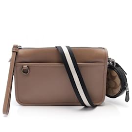 Coach-Coach Heritage Convertible Leather Crossbody Bag C1592-Brown,Beige