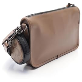 Coach-Coach Heritage Convertible Leather Crossbody Bag C1592-Brown,Beige