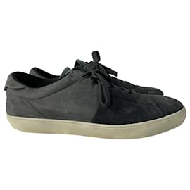 Tod's-Tod's  Allacciato Color-Block Lace-Up Sneakers in Black and Grey Suede-Grey