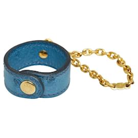 Hermès-Hermes Ostrich Key Holder Glove Holder Charm-Blue
