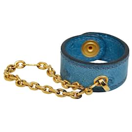 Hermès-Hermes Ostrich Key Holder Glove Holder Charm-Blue