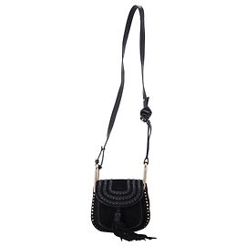 Borsa a tracolla Chloé Mini Hudson in suede nero con cuciture a mano Nero