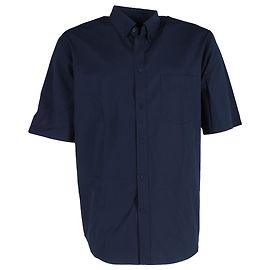 Camicia in cotone blu navy con ricamo B e stampa logo Balenciaga Blu Blu navy